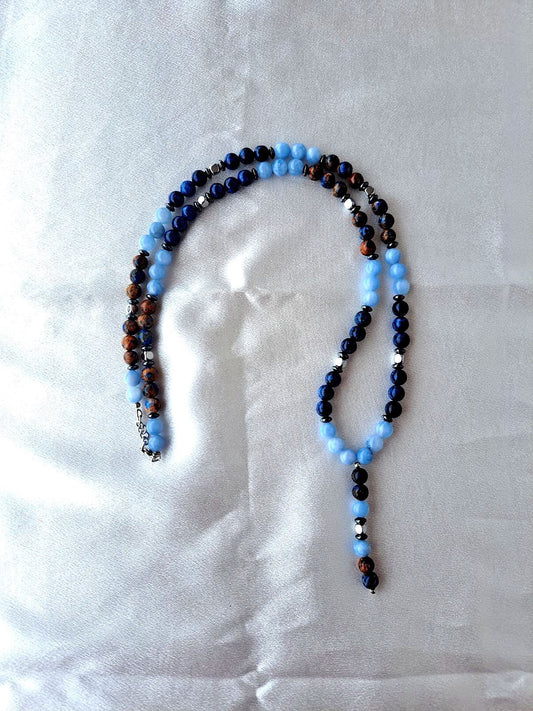 Collana ARKAN - Pietre Naturali di Agata Blu e Celeste