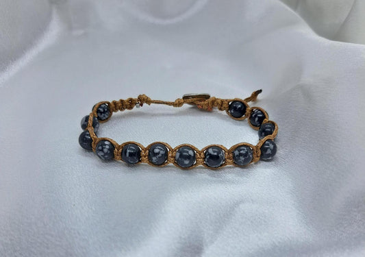 Bracciale Nexus Ossidiana Fiocco di Neve – Pietra Naturale, Fatto a Mano