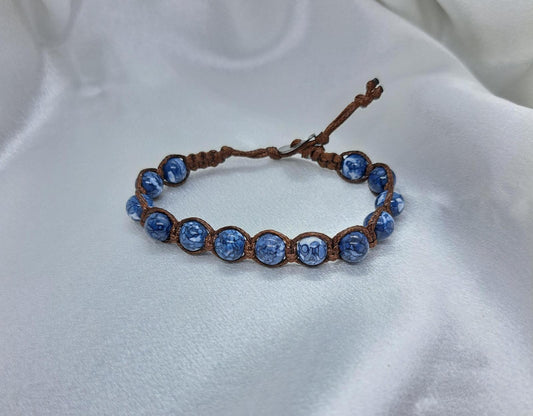 Bracciale Nexus Agata Venata di Drago Blu – Pietra Naturale, Fatto a Mano