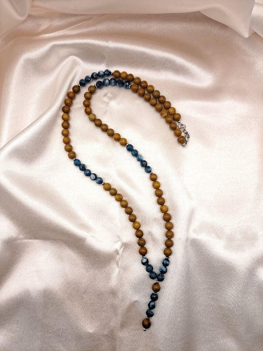 Collana ARKAN - Pietre Naturali di Occhio di Tigre e Agata Blu