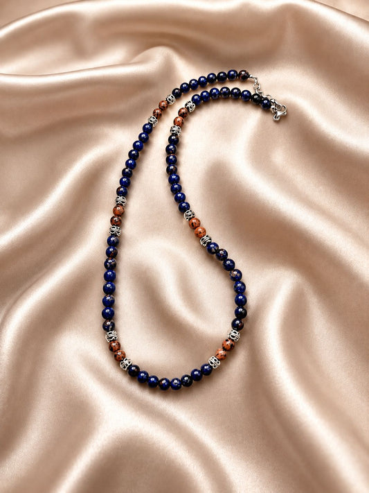 ABYSS — Collana in Agata Blu e Diaspro Rosso