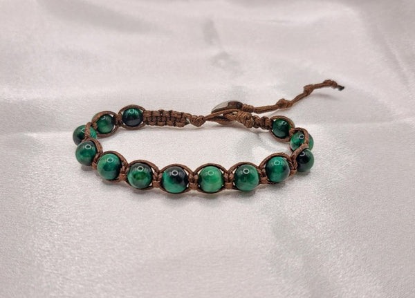 Bracciale Nexus Occhio di Tigre Verde – Pietra Naturale, Fatto a Mano