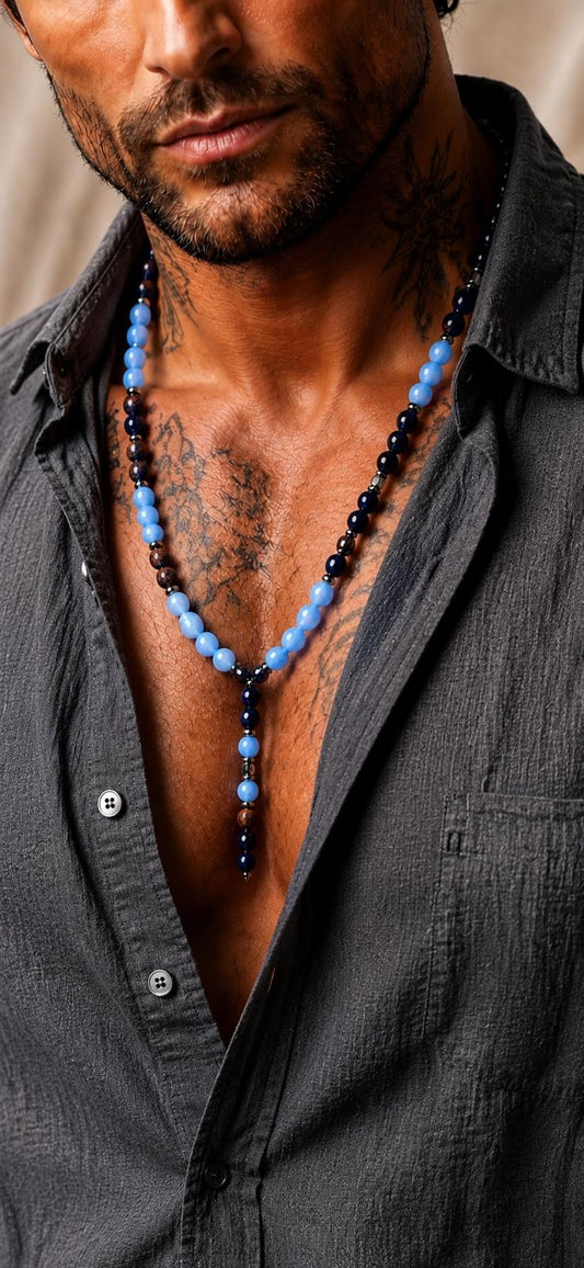Collana ARKAN - Pietre Naturali di Agata Blu e Celeste