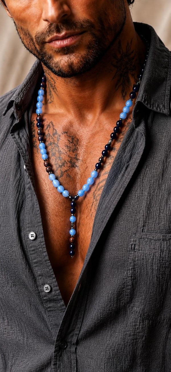Collana ARKAN - Pietre Naturali di Agata Blu e Celeste