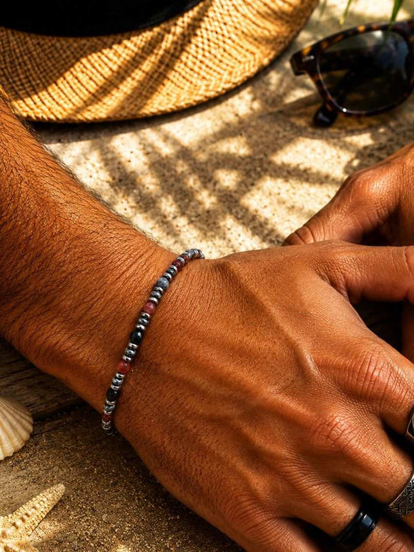 Bracciale NETTUNO — Corniola, Agata Grigia & Ematite