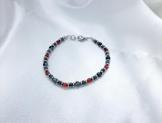 Bracciale NETTUNO — Corniola, Agata Grigia & Ematite