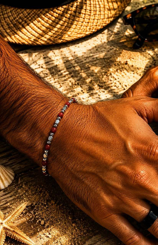 Bracciale NETTUNO — Agata Rossa & Ematite