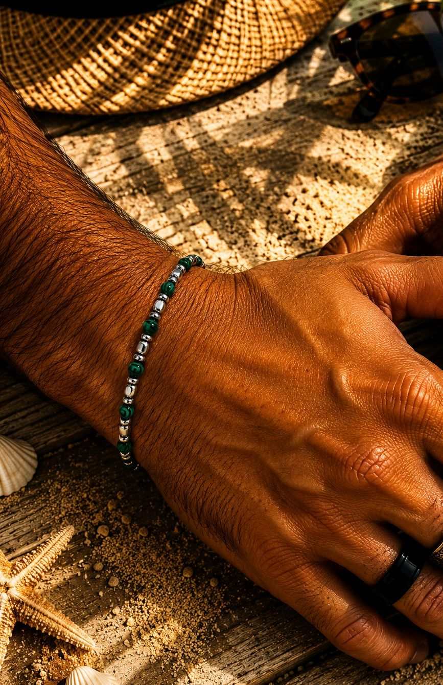 Bracciale NETTUNO — Malachite & Ematite