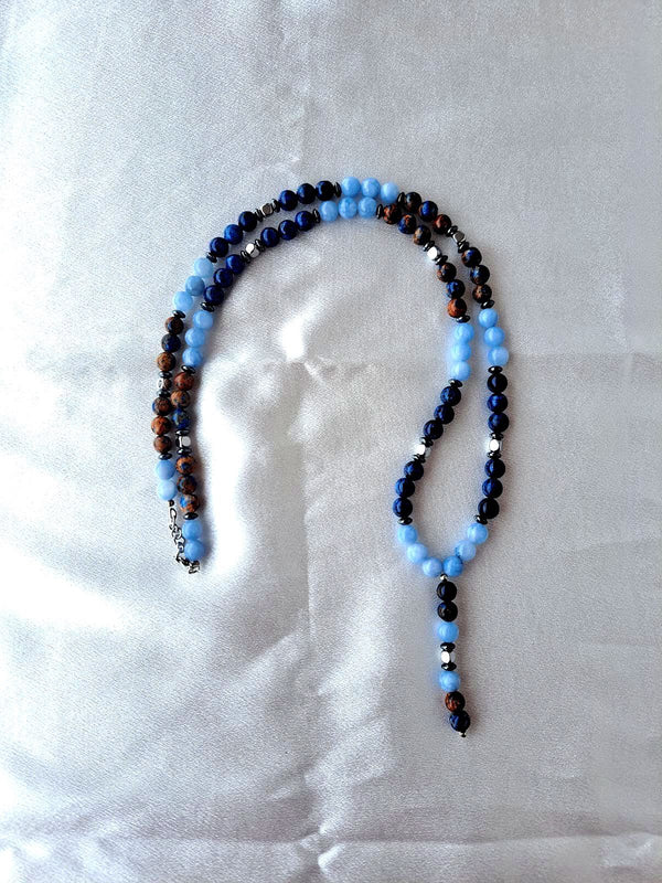 Collana ARKAN - Pietre Naturali di Agata Blu e Celeste