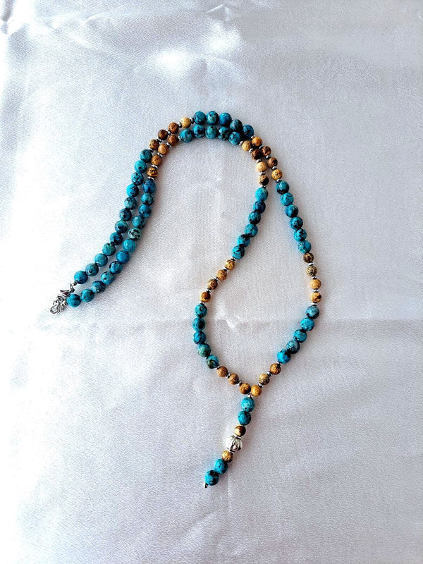 Collana Uomo - Pietre Naturali di Ematite e Crisocolla con Cuprite