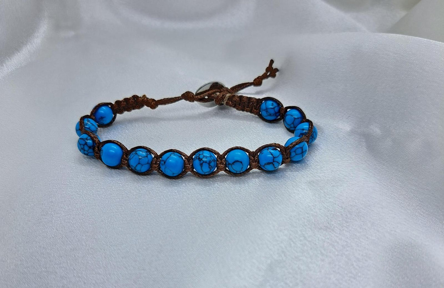 Bracciale Nexus Turchese con Venature Nere – Pietra Naturale, Fatto a Mano