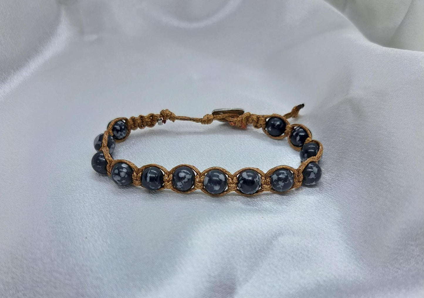 Bracciale Nexus Ossidiana Fiocco di Neve – Pietra Naturale, Fatto a Mano