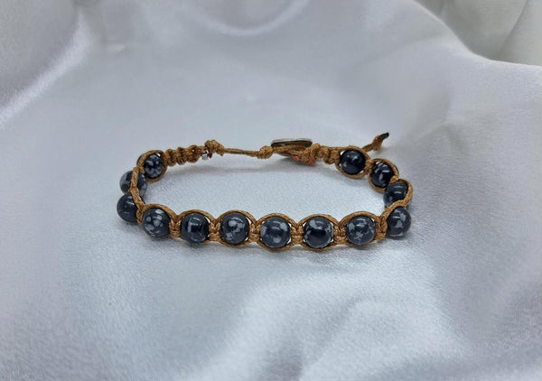 Bracciale Nexus Ossidiana Fiocco di Neve – Pietra Naturale, Fatto a Mano
