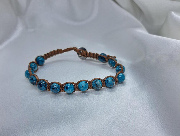 Bracciale Nexus Apatite Blu – Pietra Naturale, Fatto a Mano