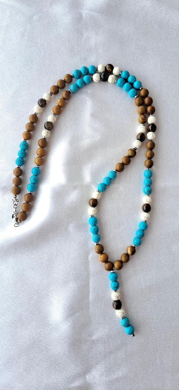 Collana ARKAN - Pietre Naturali di Occhio di Tigre, Turchese e Beige