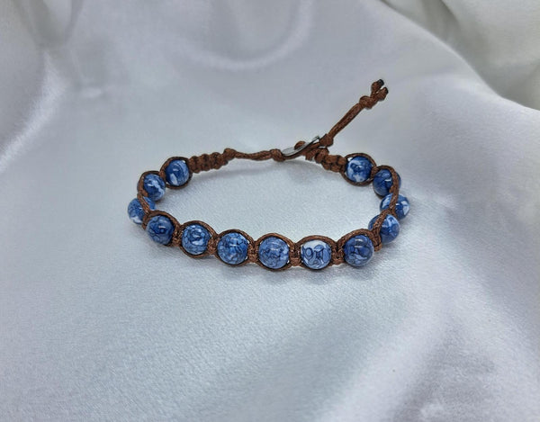Bracciale Nexus Agata Venata di Drago Blu – Pietra Naturale, Fatto a Mano