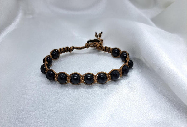 Bracciale Nexus Onice Nera Lucida – Pietra Naturale, Fatto a Mano