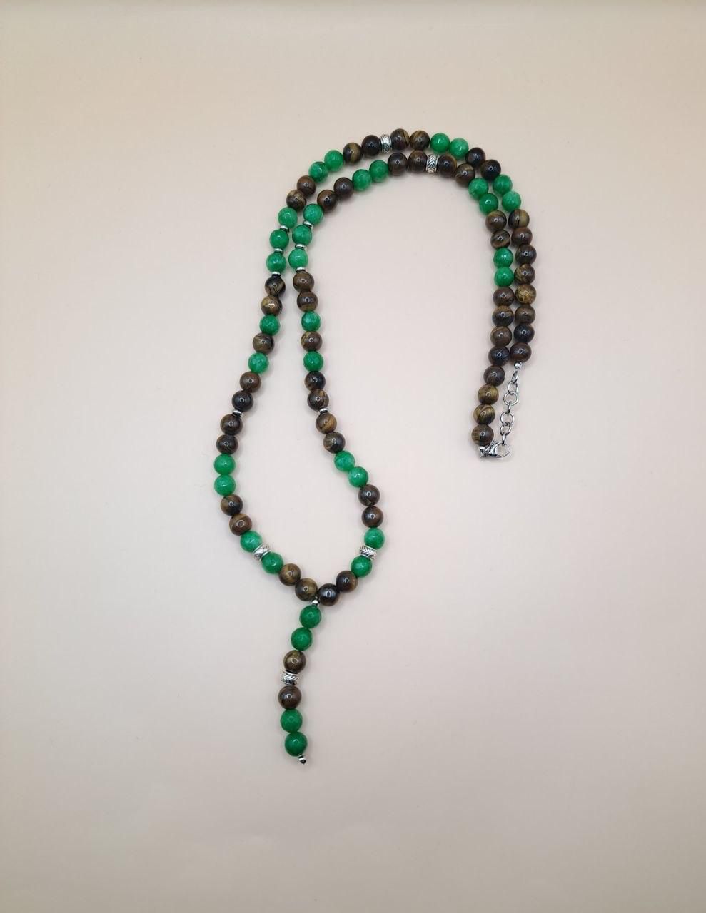 Collana ARKAN - Pietre Naturali di Giada Verde e Occhio di Tigre