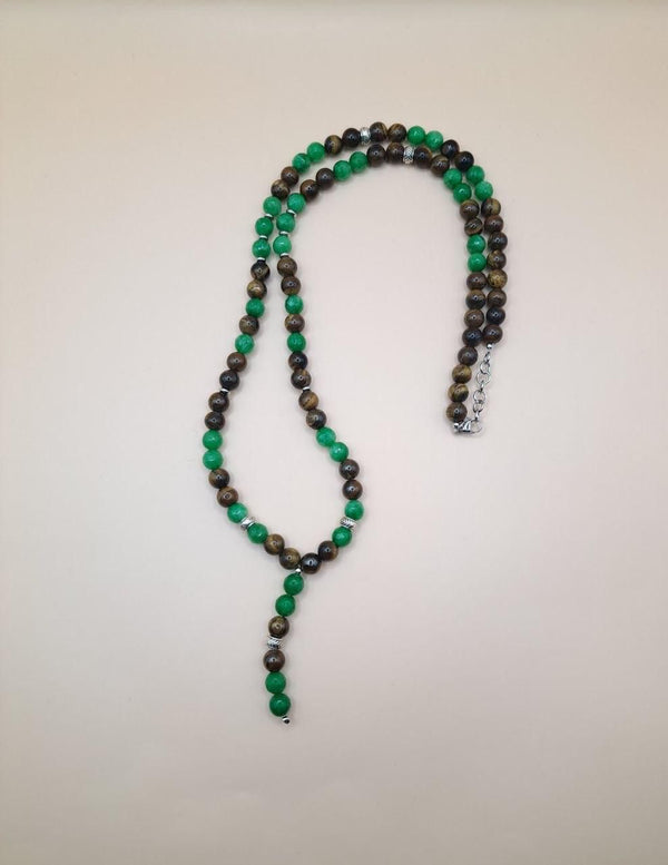Collana ARKAN - Pietre Naturali di Giada Verde e Occhio di Tigre