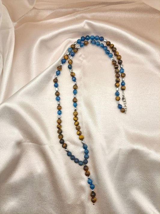 Collana ARKAN - Pietre Naturali di Occhio di Tigre e Agata Blu Vol.2