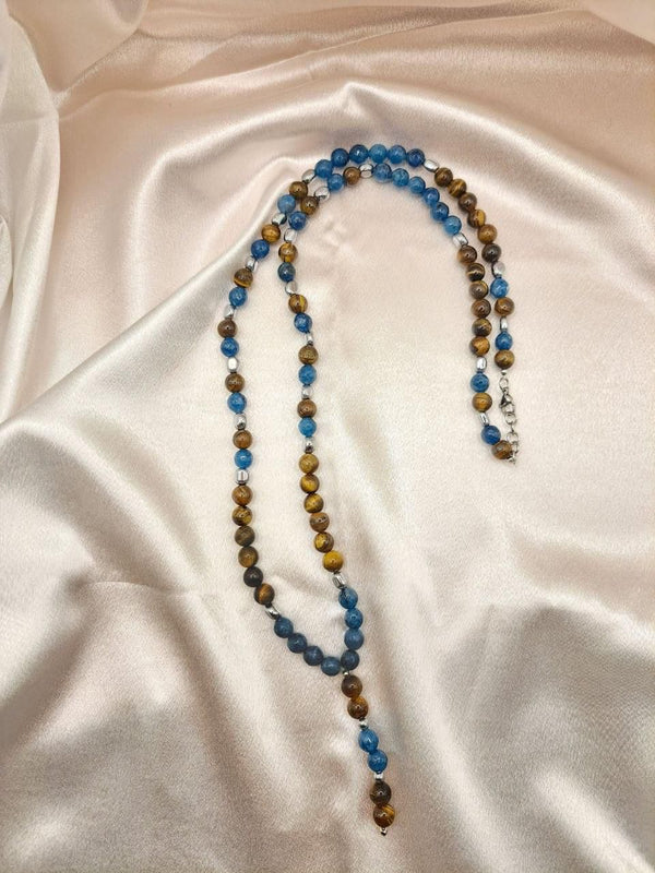 Collana ARKAN - Pietre Naturali di Occhio di Tigre e Agata Blu Vol.2
