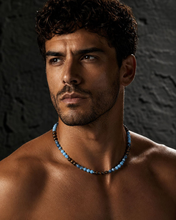 ABYSS — Collana in Agata Denim, Agata e Occhio di Tigre