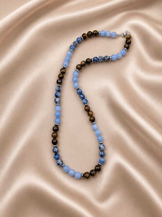 ABYSS — Collana in Agata Denim, Agata e Occhio di Tigre