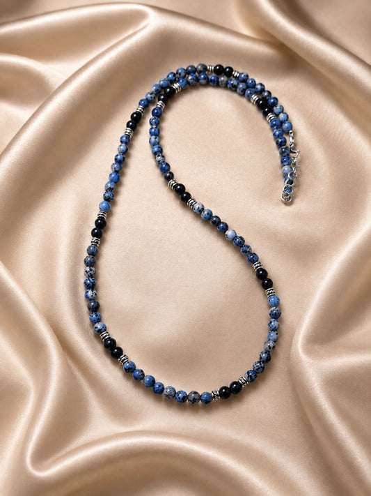 ABYSS — Collana in Agata Denim e Onice Nera