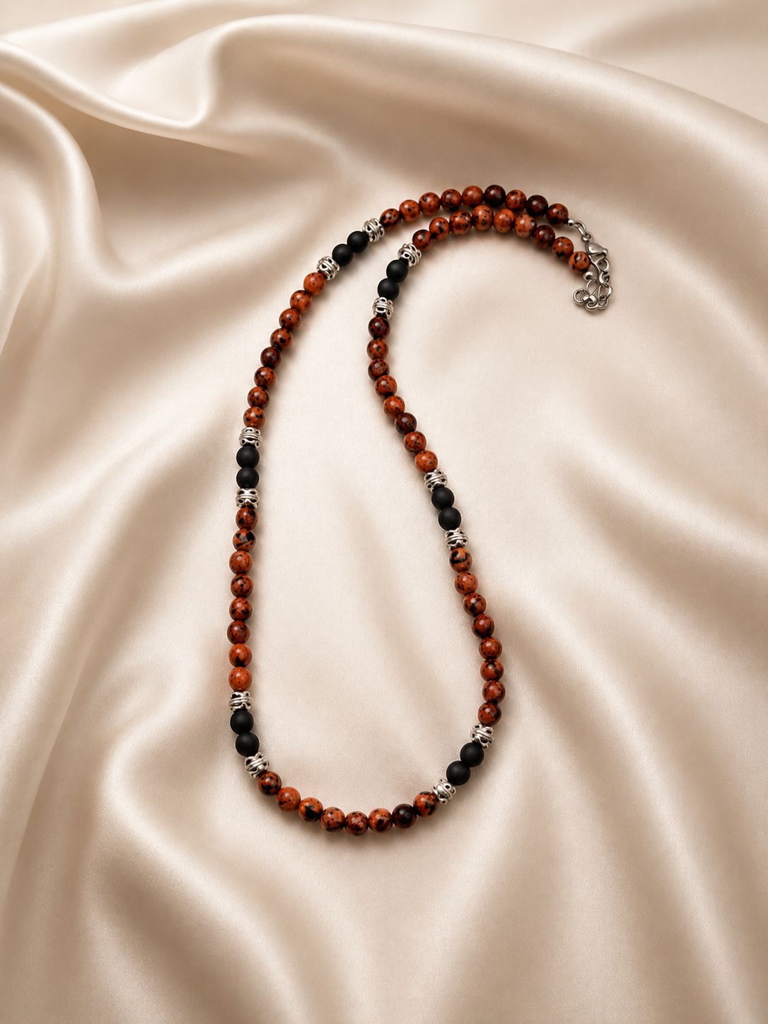 ABYSS — Collana in Ossidiana Fiocco di Neve e Onice Nera