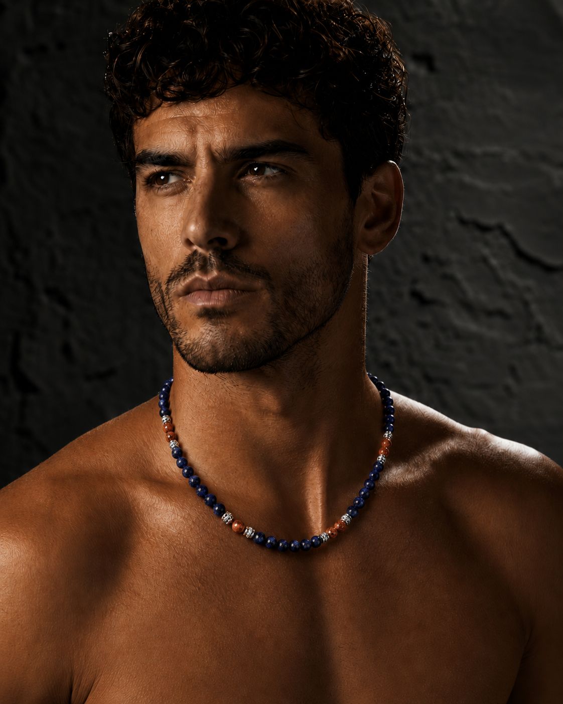 ABYSS — Collana in Sodalite e Diaspro Rosso