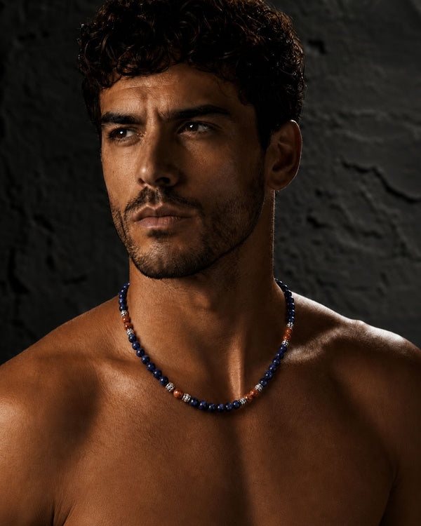 ABYSS — Collana in Sodalite e Diaspro Rosso