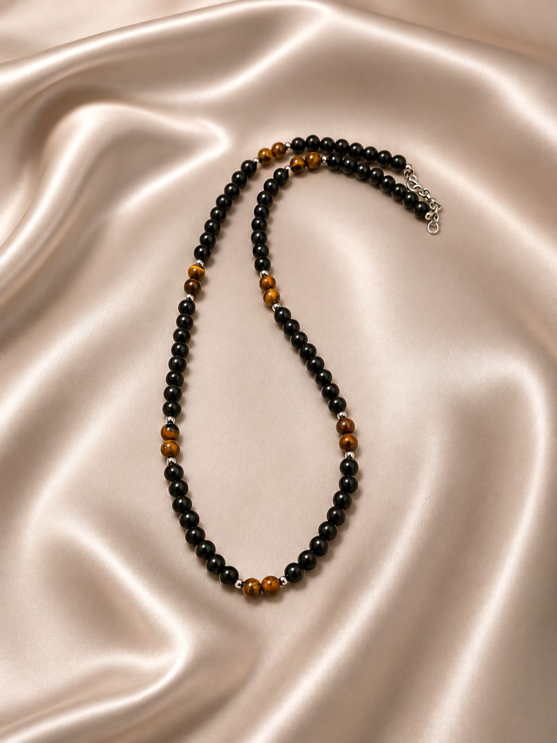 ABYSS — Collana in Onice Nera e Occhio di Tigre
