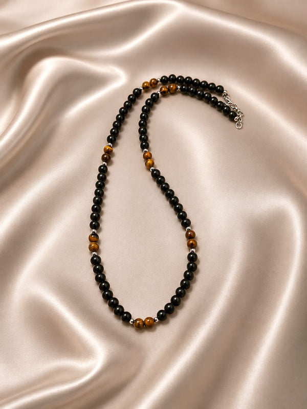 ABYSS — Collana in Onice Nera e Occhio di Tigre