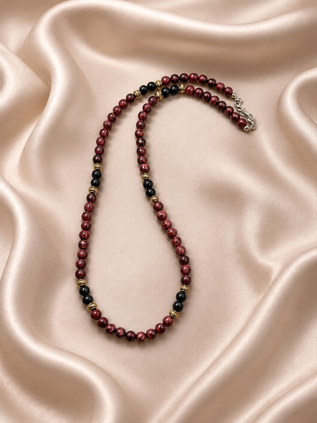 ABYSS — Collana in Ossidiana Fiocco di Neve e Onice Nera