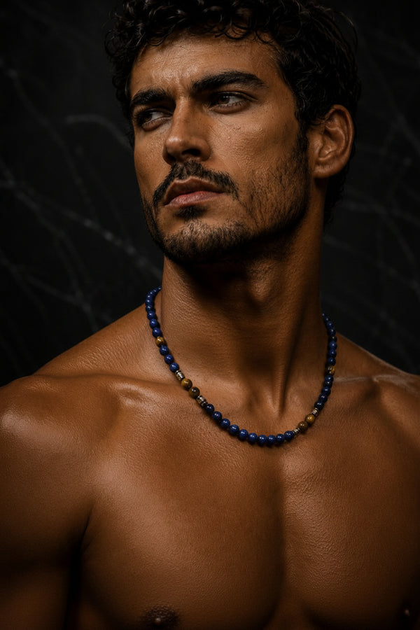 ABYSS — Collana in Agata Blu e Occhio di Tigre