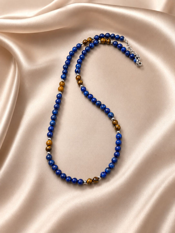 ABYSS — Collana in Agata Blu e Occhio di Tigre